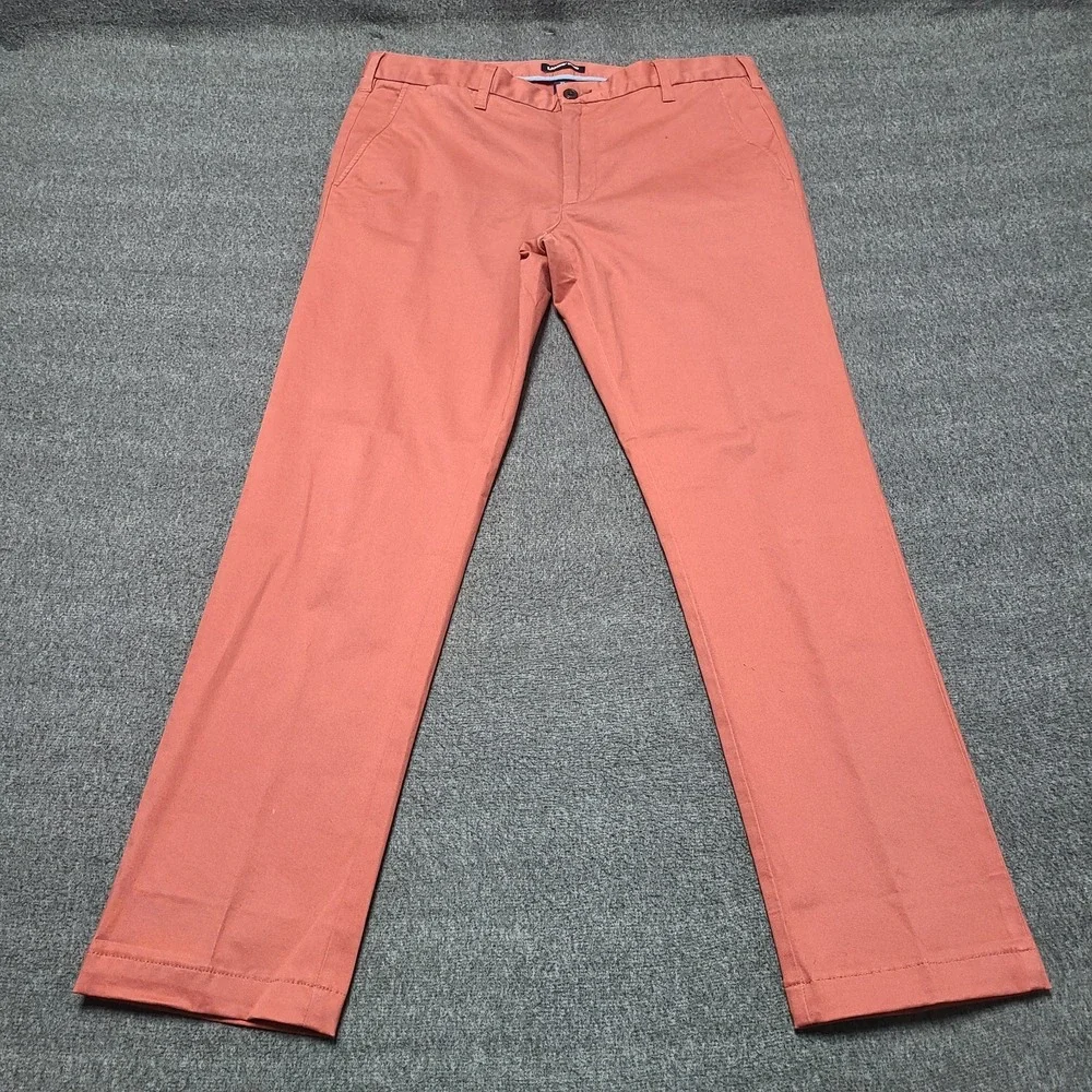 Lands End Mens Slim Fit Chino Pants Coral Size 35